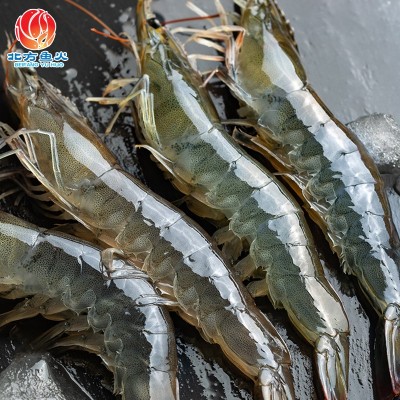 青岛大青虾批发 草虾对虾整箱冷冻水产品批发 商超烧烤冷冻大青虾图1