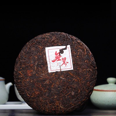 勐库华益茶厂2018年无界古树普洱茶熟茶饼春茶叶批发357g图2