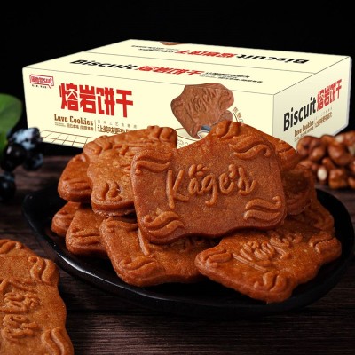 思维特熔岩饼干焦糖脆饼干整箱早餐焦糖休闲网红零食批发308g/箱图1