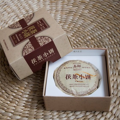 陕西官茶泾阳茯茶金花茯茶砖茶茶饼黑茶藏茶 50g图2