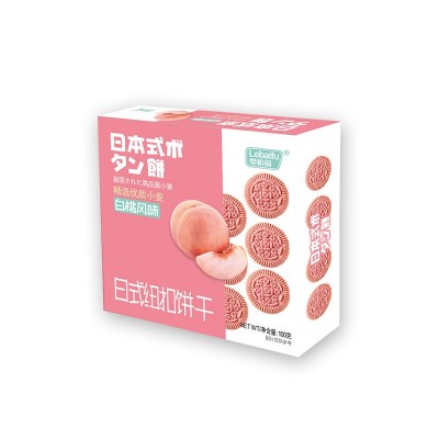 乐柏福日式纽扣饼干白桃口味小圆饼干休闲网红办公室零食新品100g图5