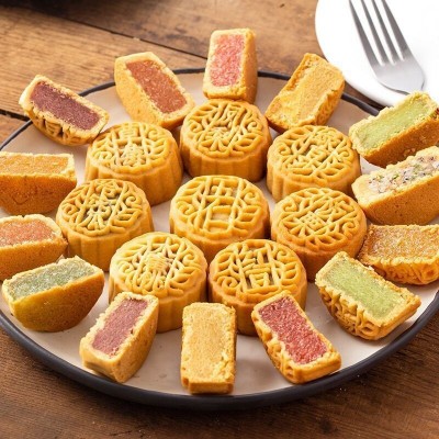 迷你广式水果小月饼散装水果月饼五仁多口味糕点心零食100个批发图3