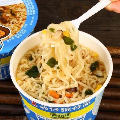 包邮香港公仔碗仔面小碗迷你公仔面海鲜味速食方便面泡面整箱批发图5