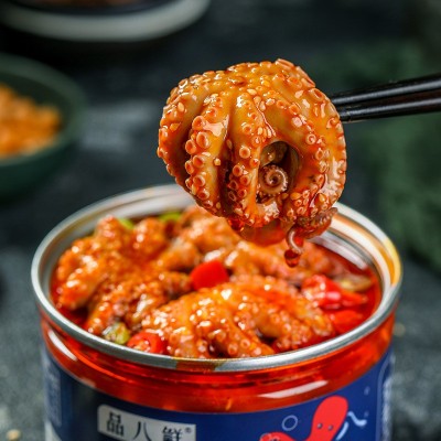 厂家麻辣八爪鱼270g麻辣海鲜水产冷冻批发麻辣小海鲜零食罐头包装图2