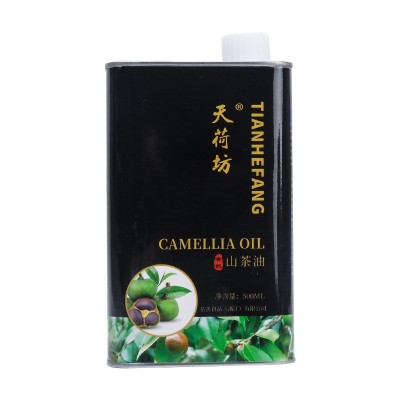 山茶油高温炒菜油一级头道压榨食用油茶子油铁罐500ml装天荷坊牌图2
