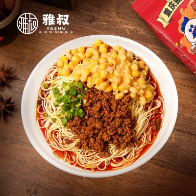 雅叔重庆小面豌豆杂酱面三份装厂家直供方便速食非油炸肉酱 面批发图3