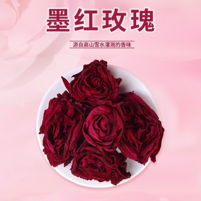玫瑰花茶云南2022头水花墨红玫瑰烤干玫瑰花冠花茶瓶装批发仟焙佳