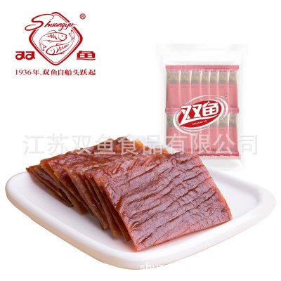 江苏老字号靖江特产金奖猪肉铺双鱼牌猪肉脯干片小包装358g批发