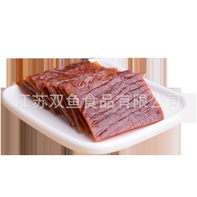 江苏老字号靖江特产金奖猪肉铺双鱼牌猪肉脯干片小包装358g批发图2