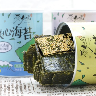 罐装夹心海苔 芝麻海苔夹心脆 儿童网红休闲零食巴旦木南瓜子海苔图1