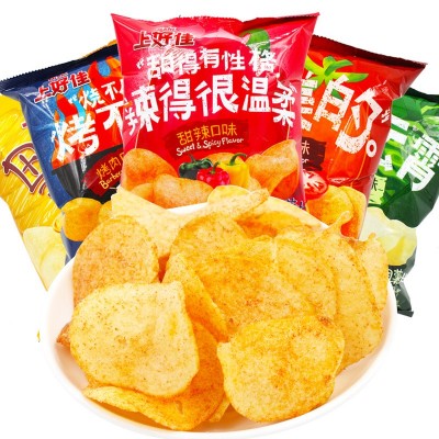 上好佳田园薯片50g*10袋多口味膨化食品组合休闲零食吃货小吃礼包图1