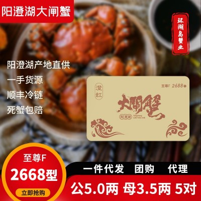 苏州阳澄湖大闸蟹公5.0两母3.5两10只大闸蟹礼品卡提货券螃蟹批发