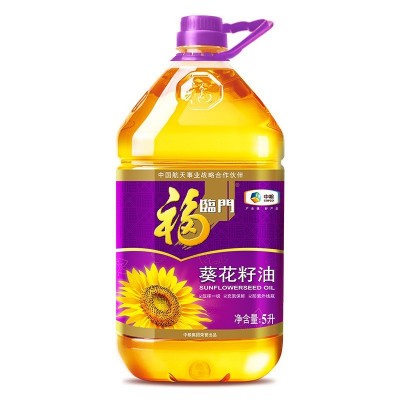 中粮福临门压榨一级葵花籽油5L/桶家用油炸食用油炒菜葵花油图3