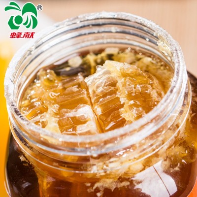 厂家直销蜂献土蜂蜜自然封盖百花蜂巢蜜瓶装现切巢脾500g一件代发图2