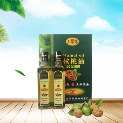精制核桃油 低温冷榨500ML2瓶礼盒装精制核桃油批发