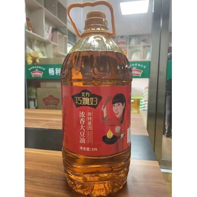 批发北方巧媳妇浓香大豆油5L（4桶/箱）桶装非转三级大豆油批发图3
