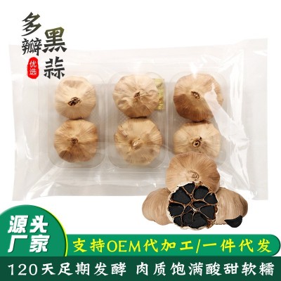 黑蒜源头厂家贴牌加工多瓣黑蒜500克真空装 足期发酵