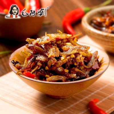 湖南特色食品 毛阿婆香辣海鲜小鱼仔 散装小鱼干下饭菜批发零售图2