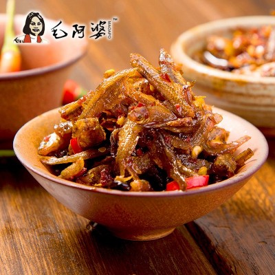 湖南特色食品 毛阿婆香辣海鲜小鱼仔 散装小鱼干下饭菜批发零售图4
