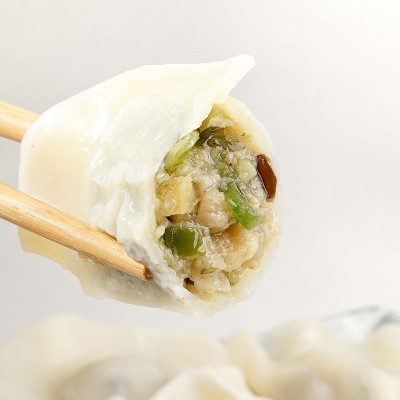 厂家定制批发青椒海鲜菇净素水饺多口味批发冷冻食品方便速冻饺子