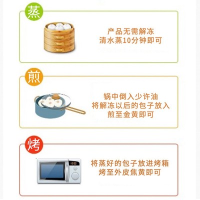 商用包点系列叉烧包奶黄包豆沙包酒楼蒸包早点生煎包红豆包速冻品图2