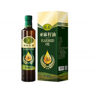 晚美冷榨亚麻籽油胡麻油500毫升玻璃瓶食用油老人孕妇宝宝月子油图1