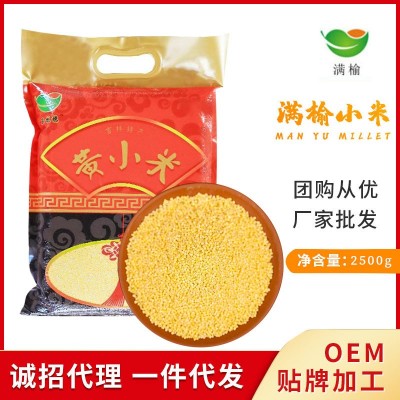 厂家批发农家黄小米5斤 营养月子米 德源鑫压枝穗黄小米2.5kg/袋