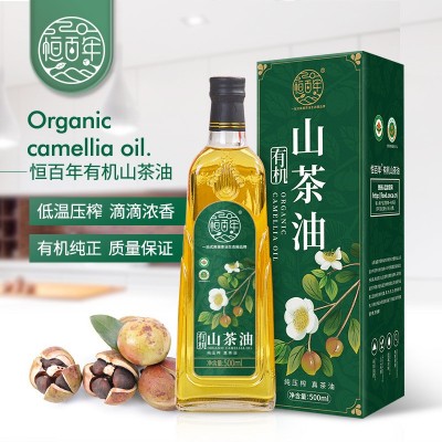 恒百年绿色500ml有机物理压榨有机山茶油茶籽油月子山茶籽植物油图1