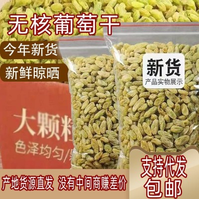 包邮代发批发新疆特产绿葡萄干500g无核大颗粒吐鲁番树上黄葡萄干