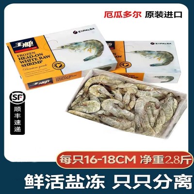 王牌南美白虾超大盐冻大虾冷冻对虾速冻厄瓜多尔白虾海鲜水产虾类