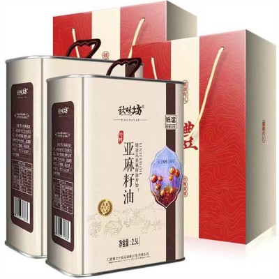 5斤*2桶包邮 亚麻籽油 冷榨亚麻籽食用油铁桶装家用商用植物油图3