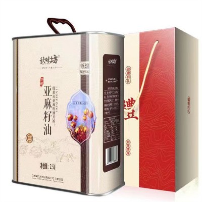 5斤*2桶包邮 亚麻籽油 冷榨亚麻籽食用油铁桶装家用商用植物油图5