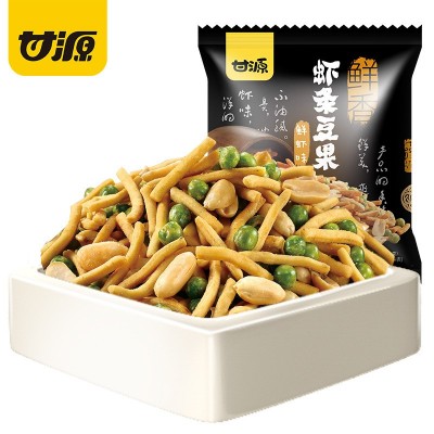 甘源鲜虾味/烤肉味虾条豆果坚果炒货休闲办公室吃货零食小吃285g图3