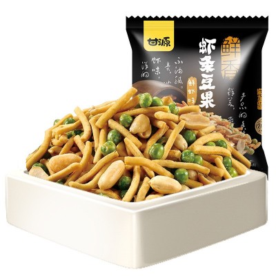 甘源鲜虾味/烤肉味虾条豆果坚果炒货休闲办公室吃货零食小吃285g图4