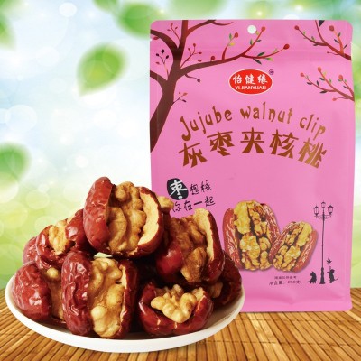 地摊新疆特产若羌红枣夹核桃258g 加工定制代发 灰枣夹核桃仁图2