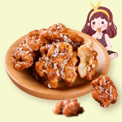 工厂定制蜂蜜芝麻琥珀核桃仁116g香酥核桃直播货源批发休闲小零食图2