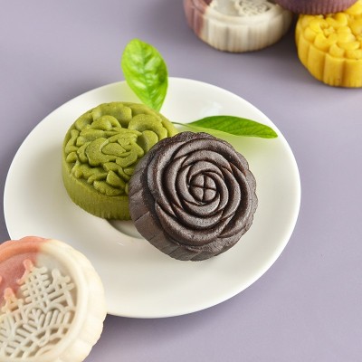 盛园祥60g桃山皮月饼芒果抹茶双色月饼批发团购一件代发货源工厂图5