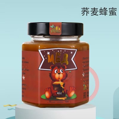 俄罗斯原装进口俄蜜源牌蜂蜜椴树蜜百花蜜荞麦蜜蒲公英蜜500g/瓶图3