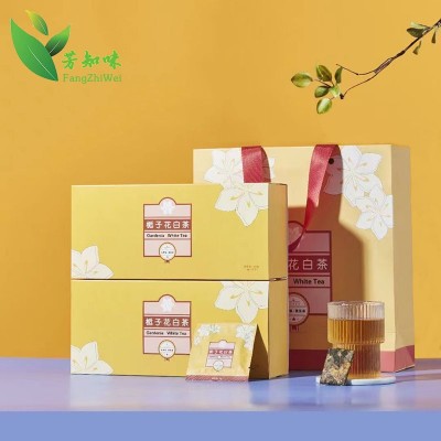 栀子花福鼎白茶叶老白茶寿眉栀子花白茶小方片饼干茶礼盒装一提两