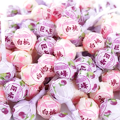 京特白桃棒棒糖水果味葡萄巨峰棒棒糖果网红零食结婚喜糖年货果汁图2