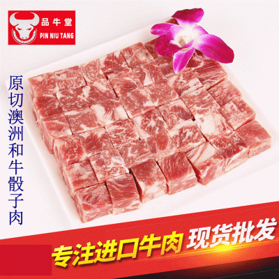 供应冷冻雪花牛肉粒日式料理生鲜牛肉烧烤铁板食材牛肉粒 冷冻图2