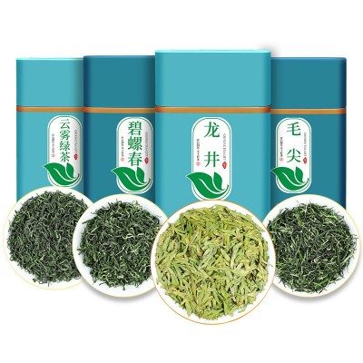 强韵四大茗茶绿茶组合2023新茶茶叶碧螺春毛尖龙井云雾绿茶500g图4