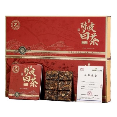 枫叶红色珍藏款陈皮白茶福鼎老白茶新会陈皮饼干茶铁盒装高 档茶礼图4