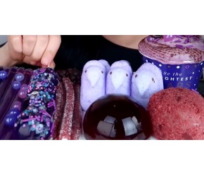 ASMR紫色甜品星巴克，银河糖果