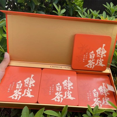 陈皮白茶新会陈皮福鼎老白茶寿眉小方片茶饼贡眉礼盒茶叶厂家批发