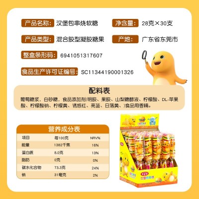28克串烧汉堡糖橡皮糖软糖盒装糖果批发网红儿童零食学校 超市批发图4