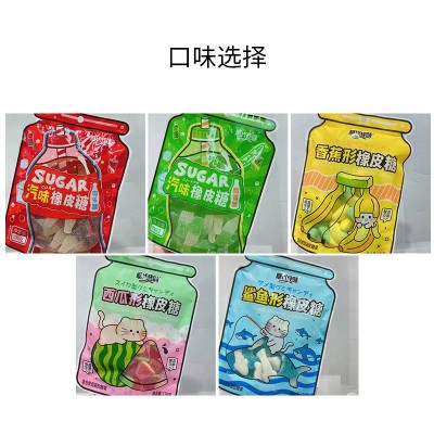 糖代佳味橡皮糖香蕉形雪碧味可乐味西瓜形鲨鱼形糖果休闲小零食
