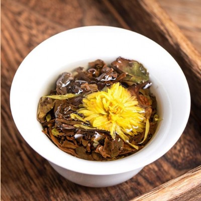 新品菊花白茶小茶饼福鼎白茶贡眉金丝皇菊花茶老白茶一斤批发散装