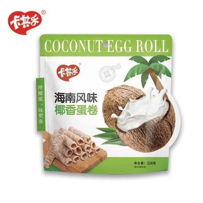 卡其乐猫山王榴莲蛋卷椰子卷228g大袋装网红爆款办公室休闲小零食图4