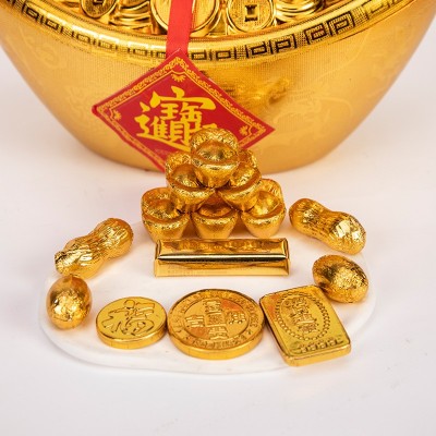 厂家直销醇黑巧克力金币元宝巧克力元宝装饰结婚庆摆件喜巧克力